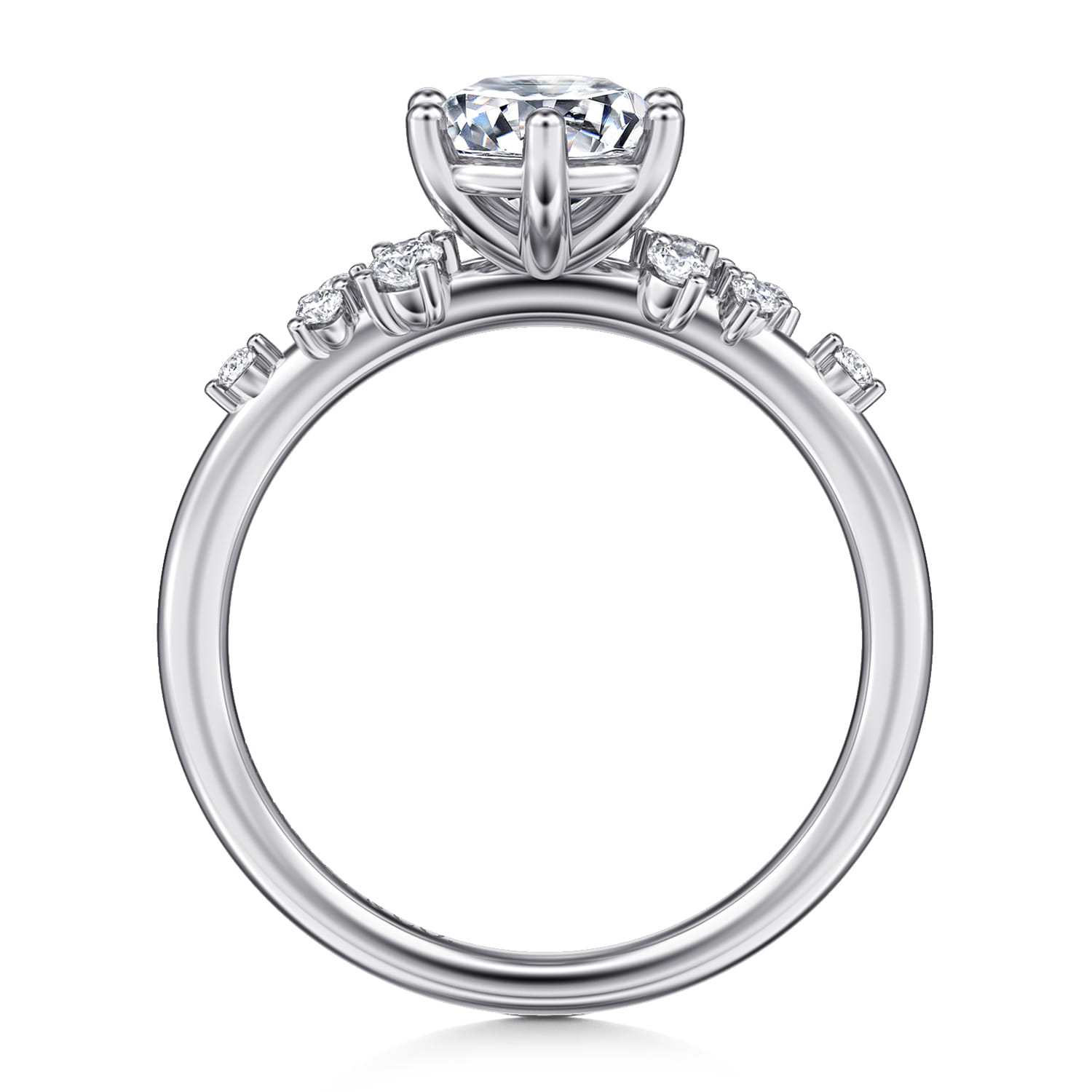 Reena - 14K White Gold 6 Prong Round Diamond Engagement Ring - 0.18 ct - Shot 2