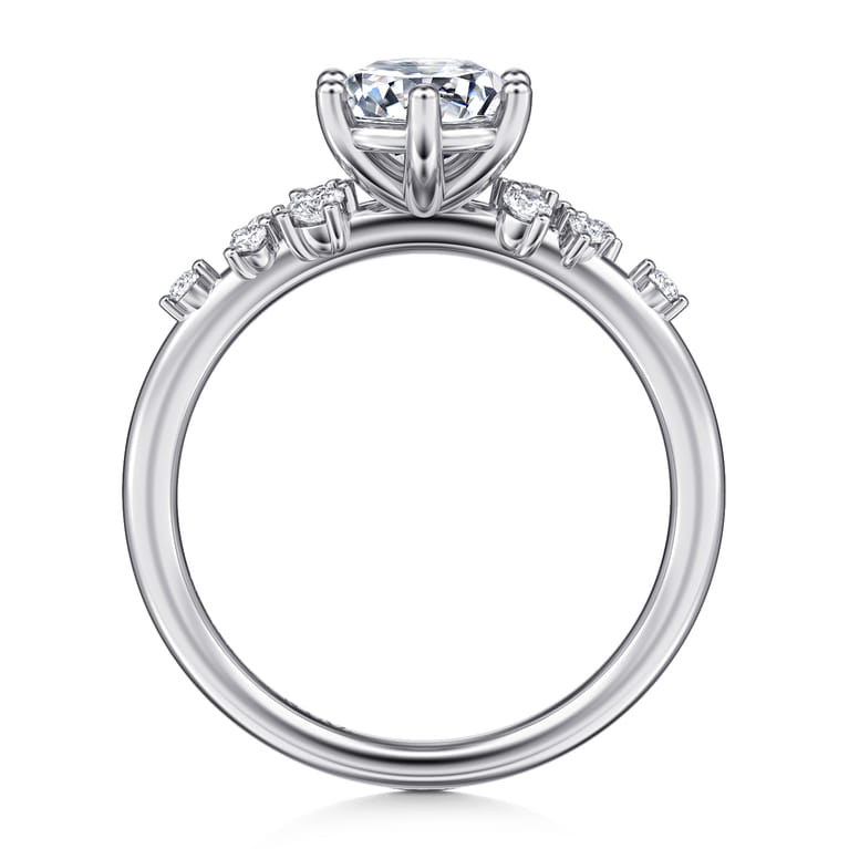 Reena - 14K White Gold 6 Prong Round Diamond Engagement Ring - 0.18 ct - Shot 2