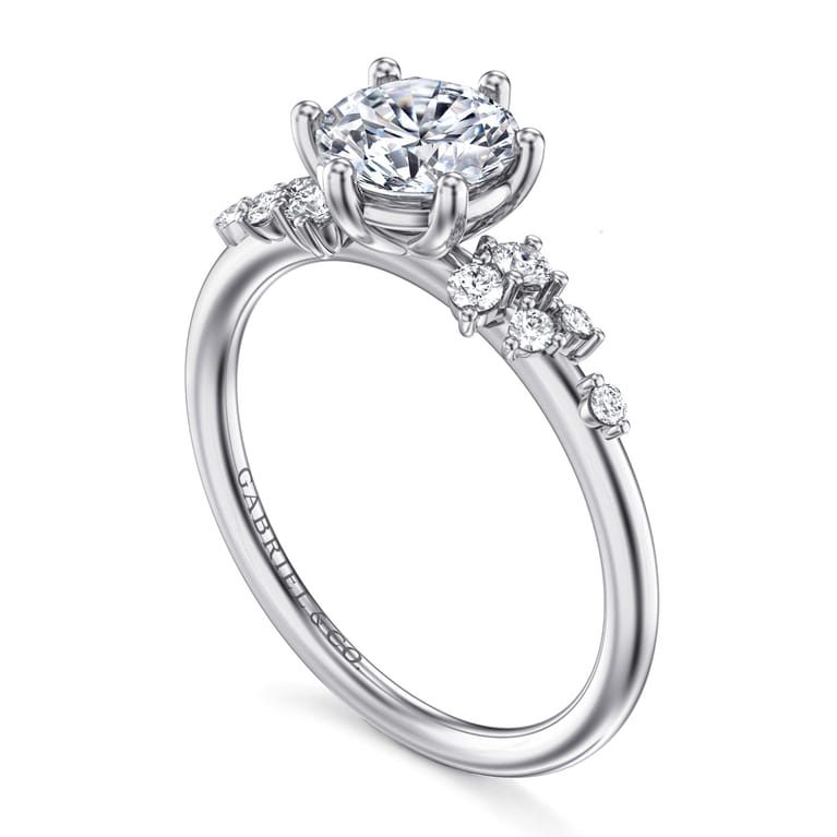 Reena - 14K White Gold 6 Prong Round Diamond Engagement Ring - 0.18 ct - Shot 3