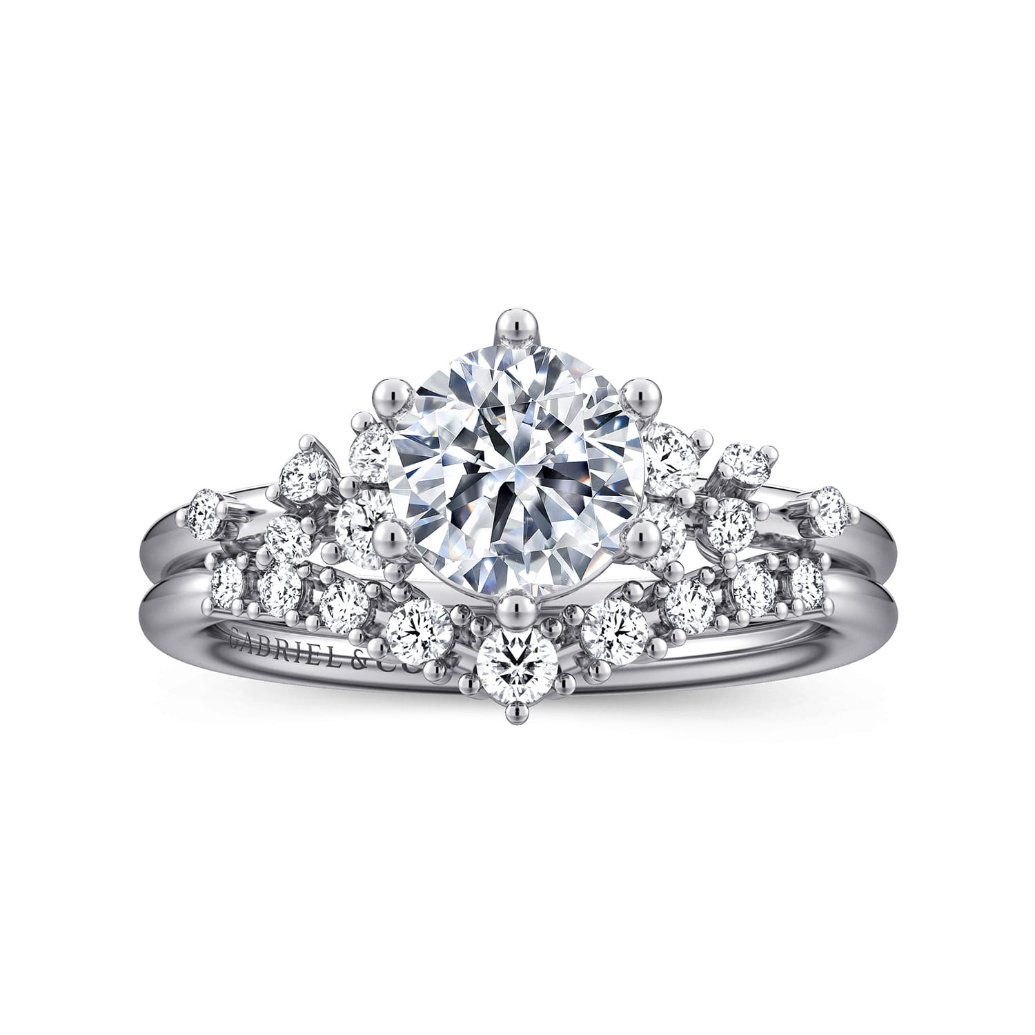 Reena - 14K White Gold 6 Prong Round Diamond Engagement Ring - 0.18 ct - Shot 4