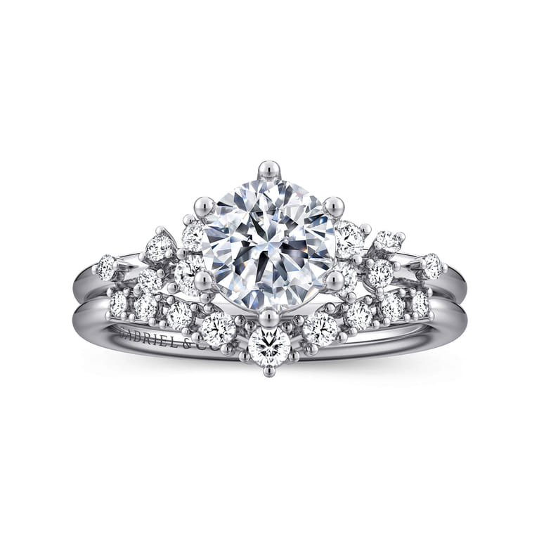 Reena - 14K White Gold 6 Prong Round Diamond Engagement Ring - 0.18 ct - Shot 4