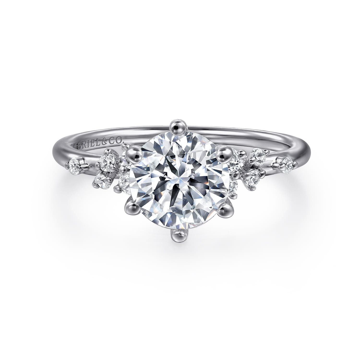 Reena - 14K White Gold Round Diamond Engagement Ring - 0.18 ct - Shot 1