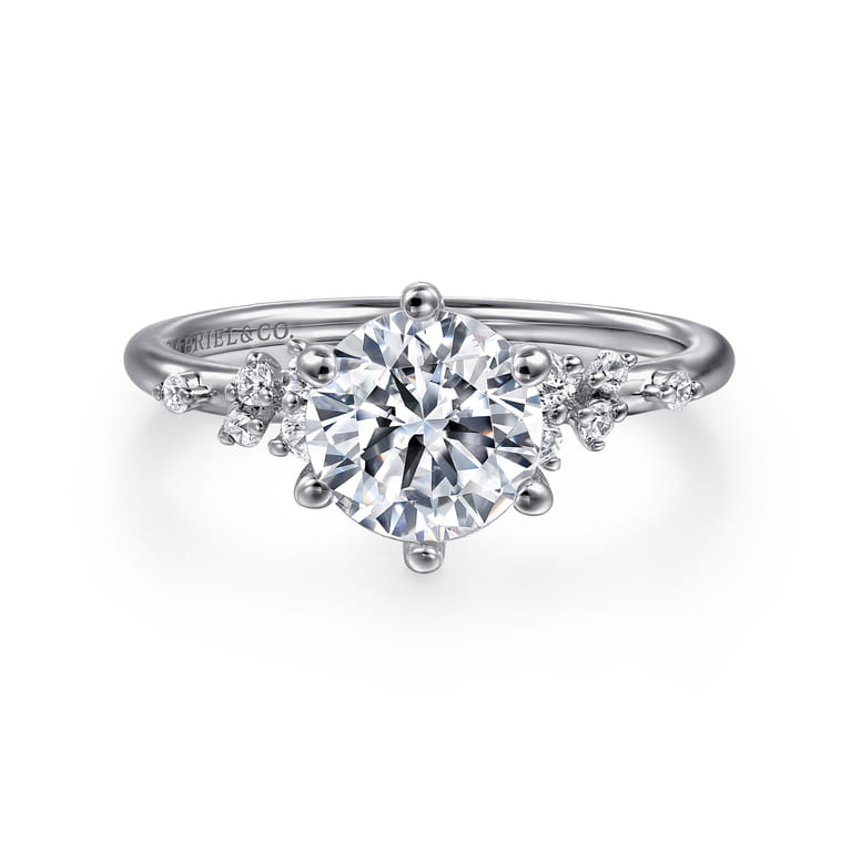 Reena - 14K White Gold Round Diamond Engagement Ring - 0.18 ct - Shot 1