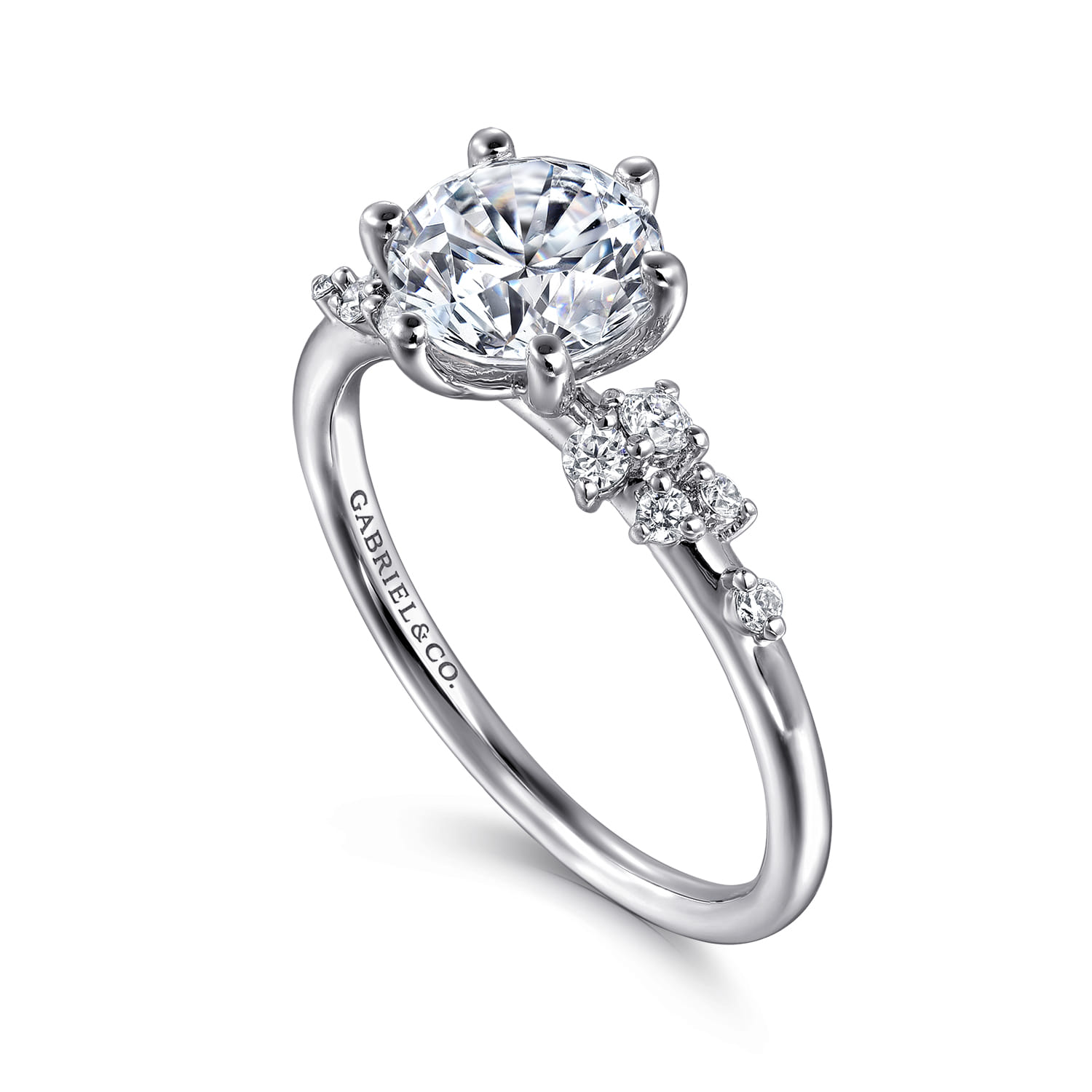Reena - 14K White Gold Round Diamond Engagement Ring - 0.18 ct - Shot 3