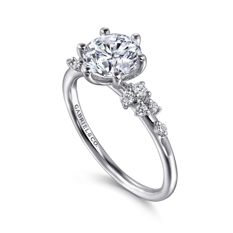 Reena - 14K White Gold Round Diamond Engagement Ring - 0.18 ct - Shot 3