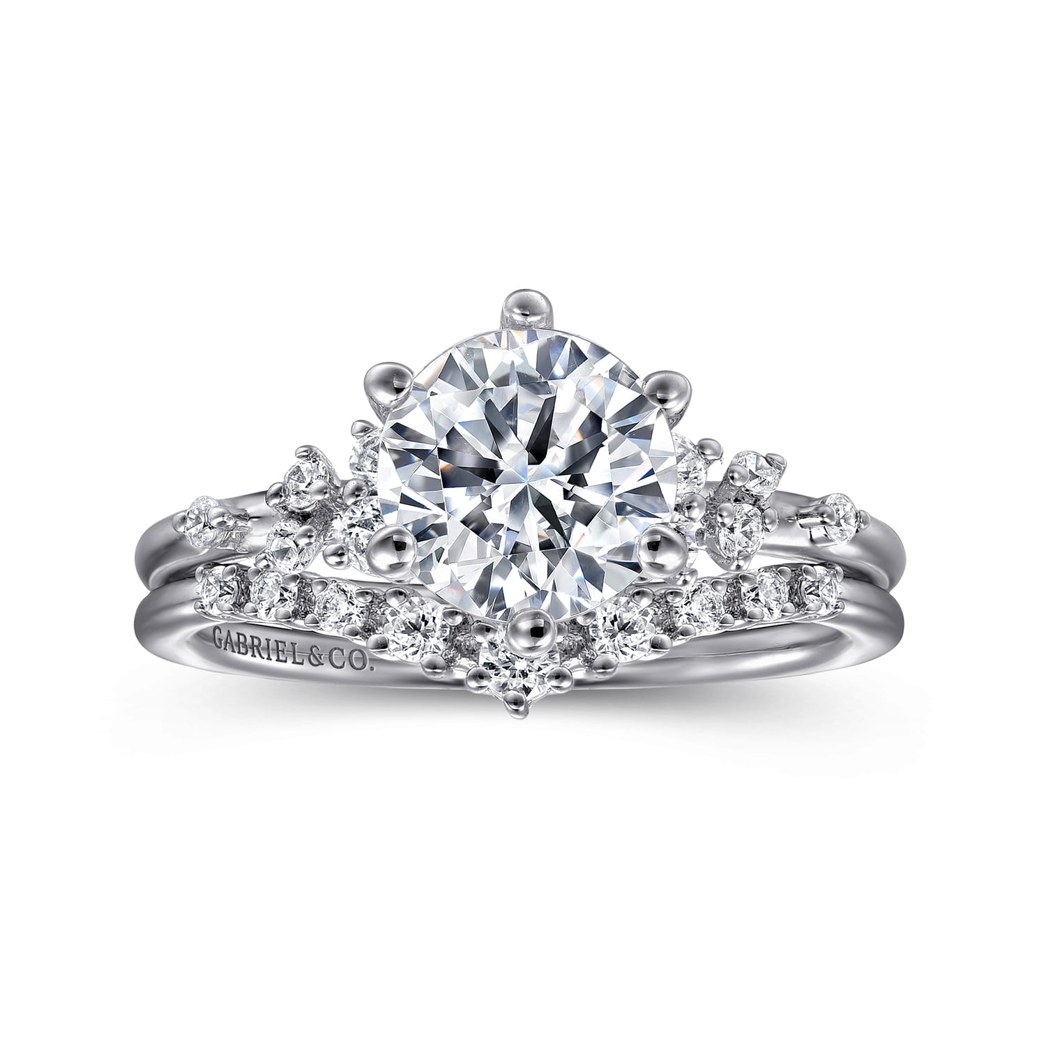 Reena - 14K White Gold Round Diamond Engagement Ring - 0.18 ct - Shot 4