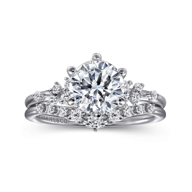 Reena - 14K White Gold Round Diamond Engagement Ring - 0.18 ct - Shot 4