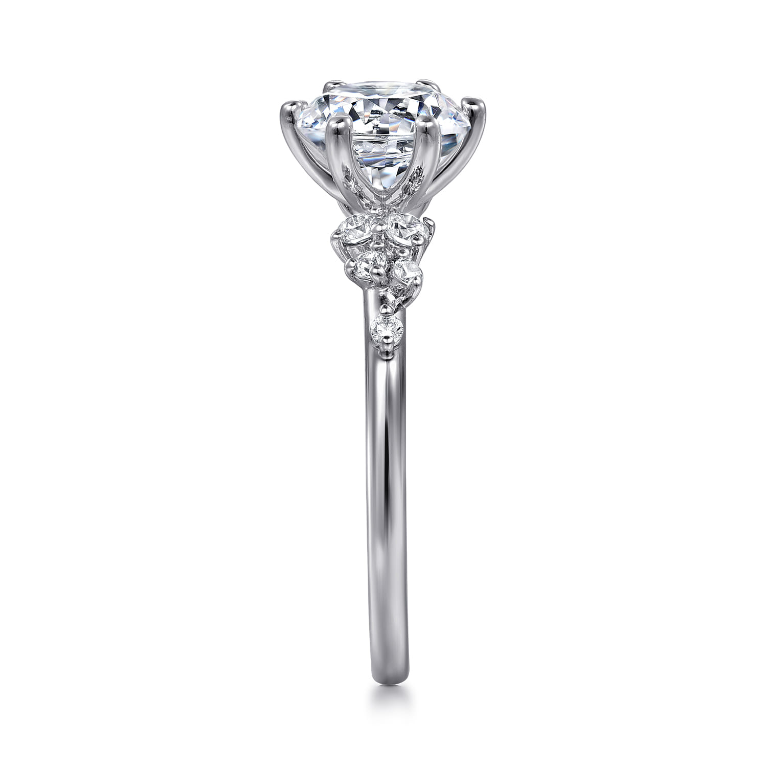 Reena - 14K White Gold Round Diamond Engagement Ring - 0.18 ct - Shot 5