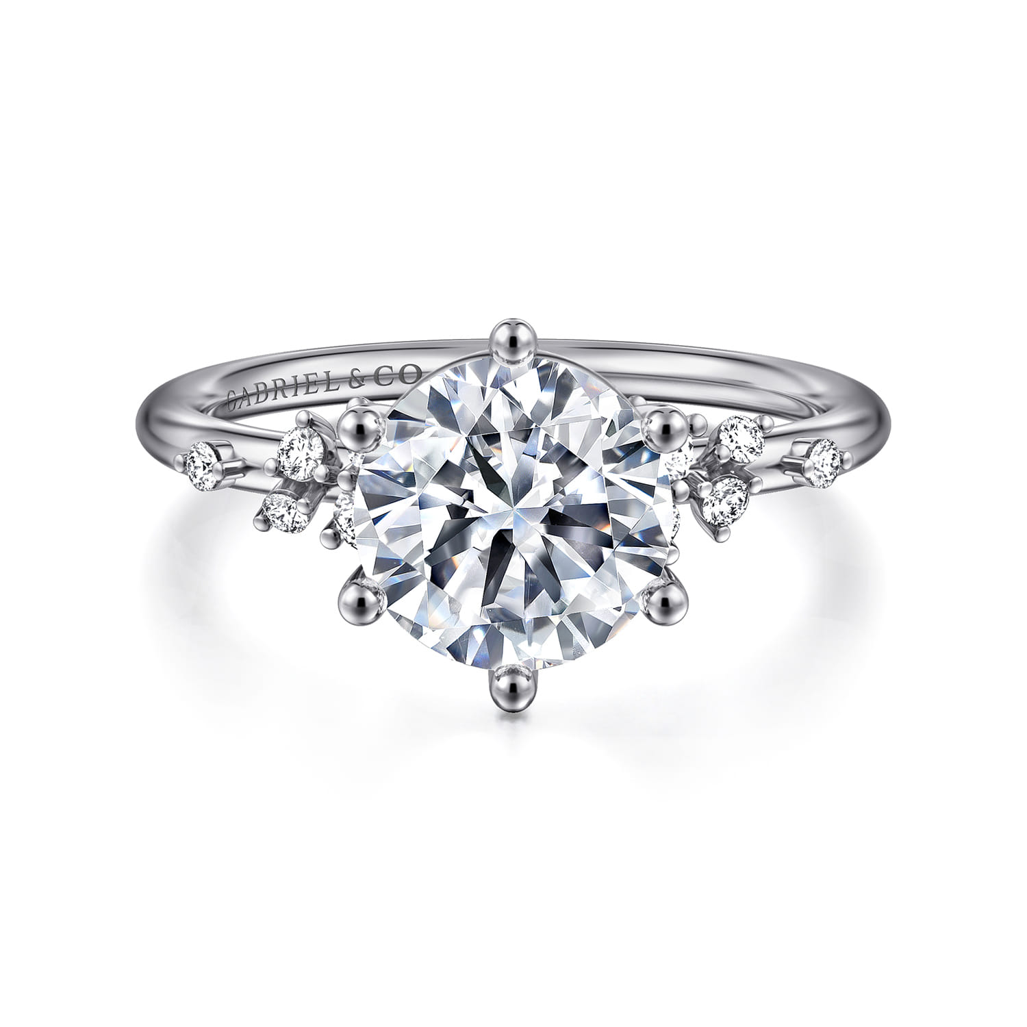Reena - 14K White Gold Round Diamond Engagement Ring - 0.18 ct - Shot 1