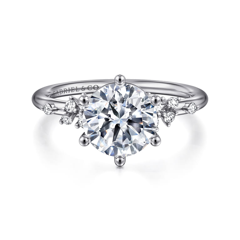 Reena - 14K White Gold Round Diamond Engagement Ring - 0.18 ct - Shot 1