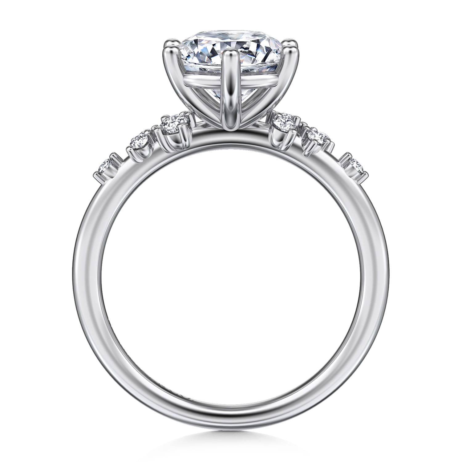 Reena - 14K White Gold Round Diamond Engagement Ring - 0.18 ct - Shot 2