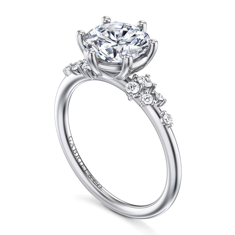 Reena - 14K White Gold Round Diamond Engagement Ring - 0.18 ct - Shot 3