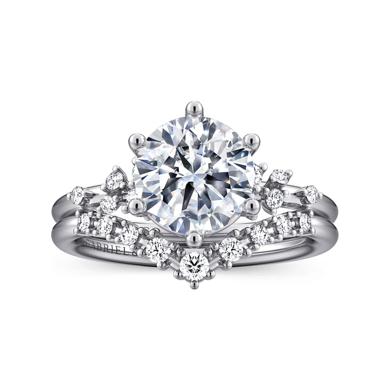 Reena - 14K White Gold Round Diamond Engagement Ring - 0.18 ct - Shot 4