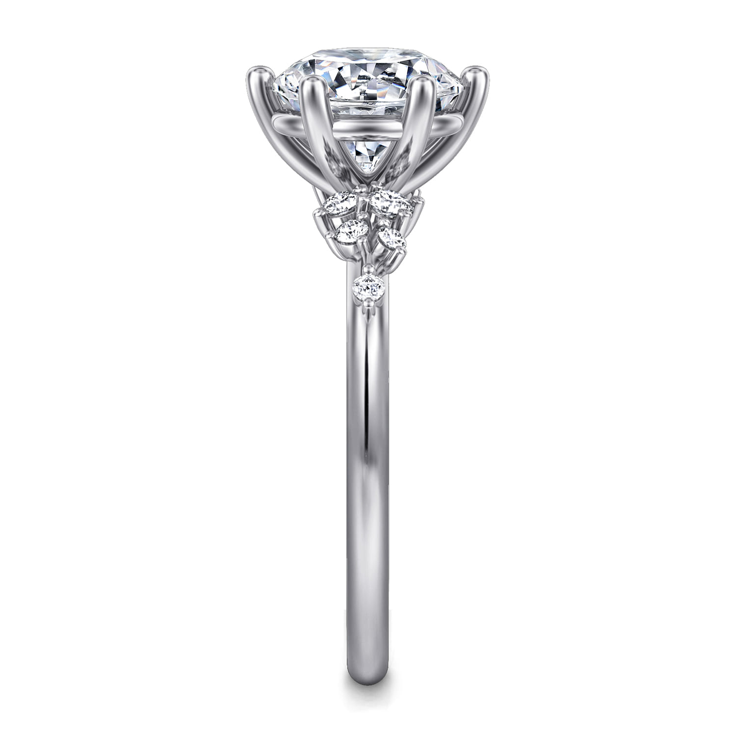 Reena - 14K White Gold Round Diamond Engagement Ring - 0.18 ct - Shot 5