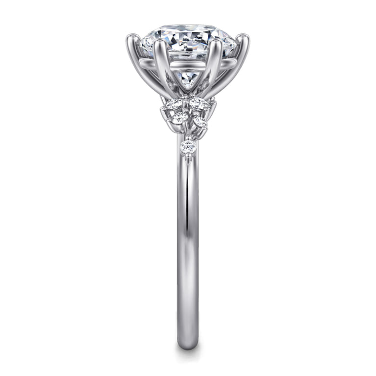 Reena - 14K White Gold Round Diamond Engagement Ring - 0.18 ct - Shot 5