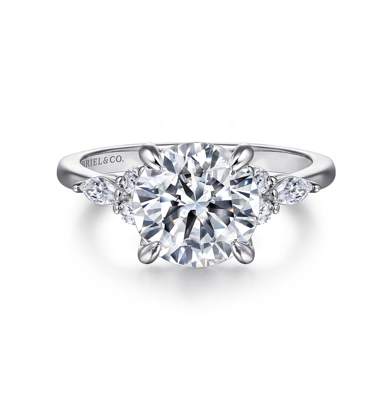Avah - 14K White Gold Round Diamond Cluster Engagement Ring - 0.3 ct - Shot 1