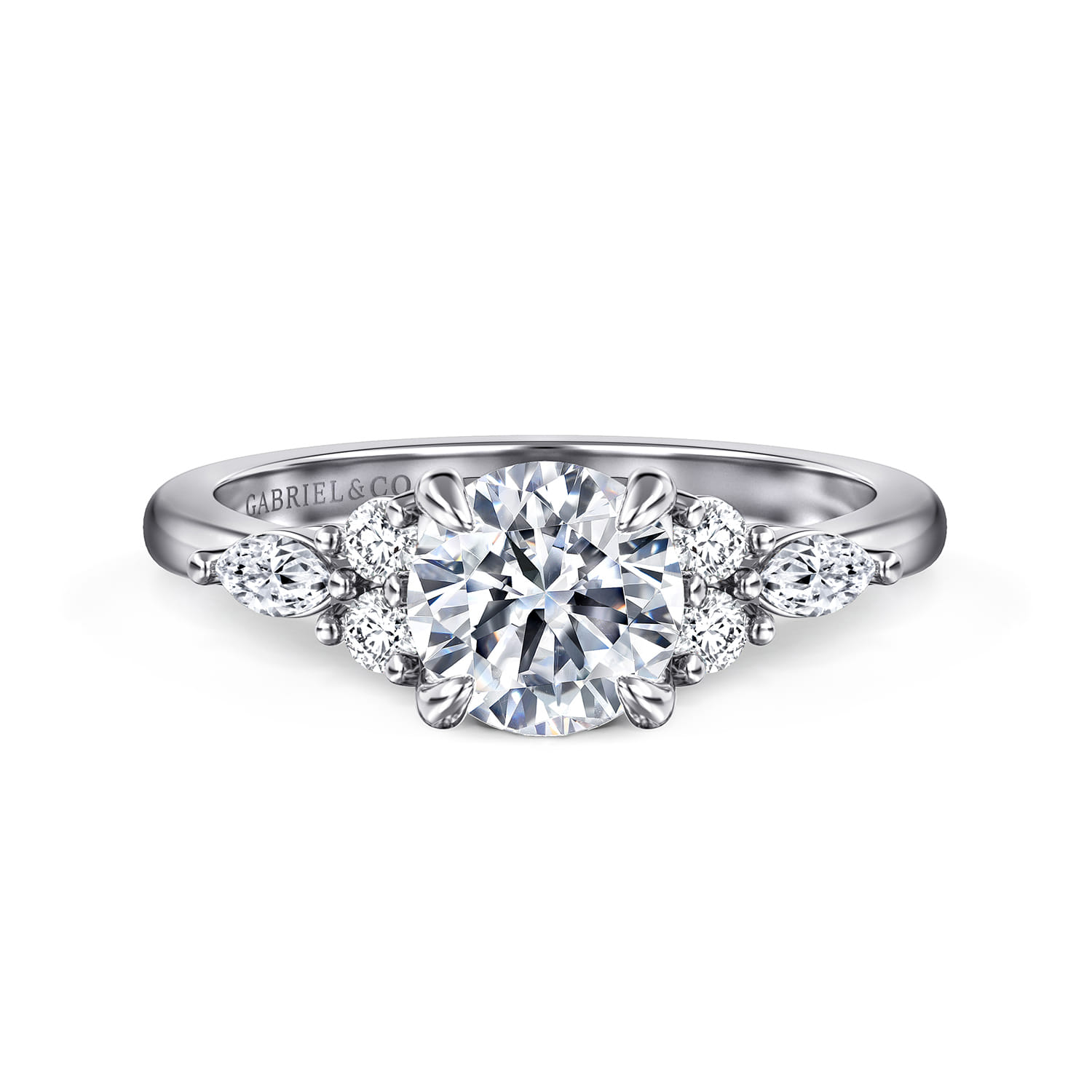 Avah - 14K White Gold Round Diamond Cluster Engagement Ring - 0.26 ct - Shot 1