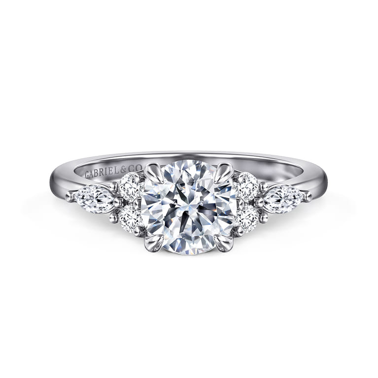 Avah - 14K White Gold Round Diamond Cluster Engagement Ring - 0.26 ct - Shot 1