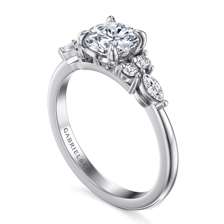 Avah - 14K White Gold Round Diamond Cluster Engagement Ring - 0.26 ct - Shot 3