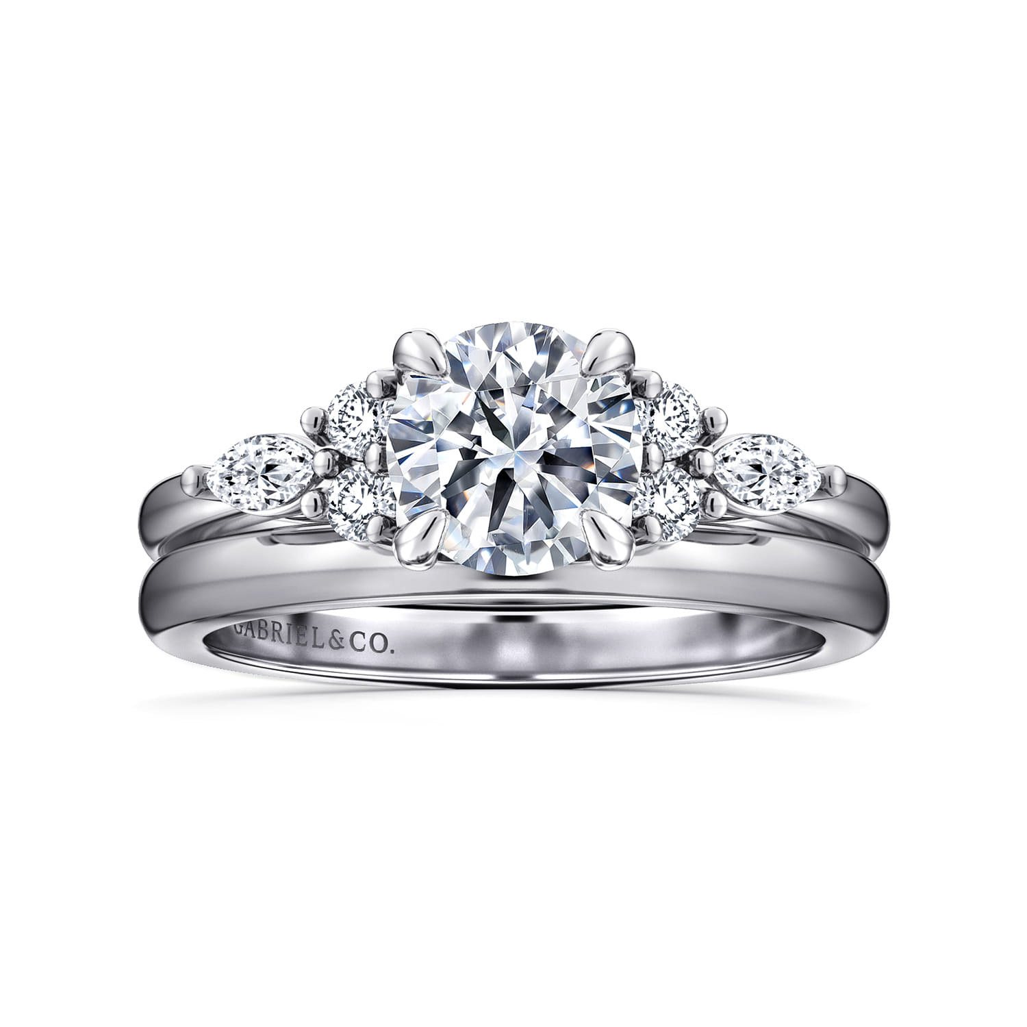 Avah - 14K White Gold Round Diamond Cluster Engagement Ring - 0.26 ct - Shot 4
