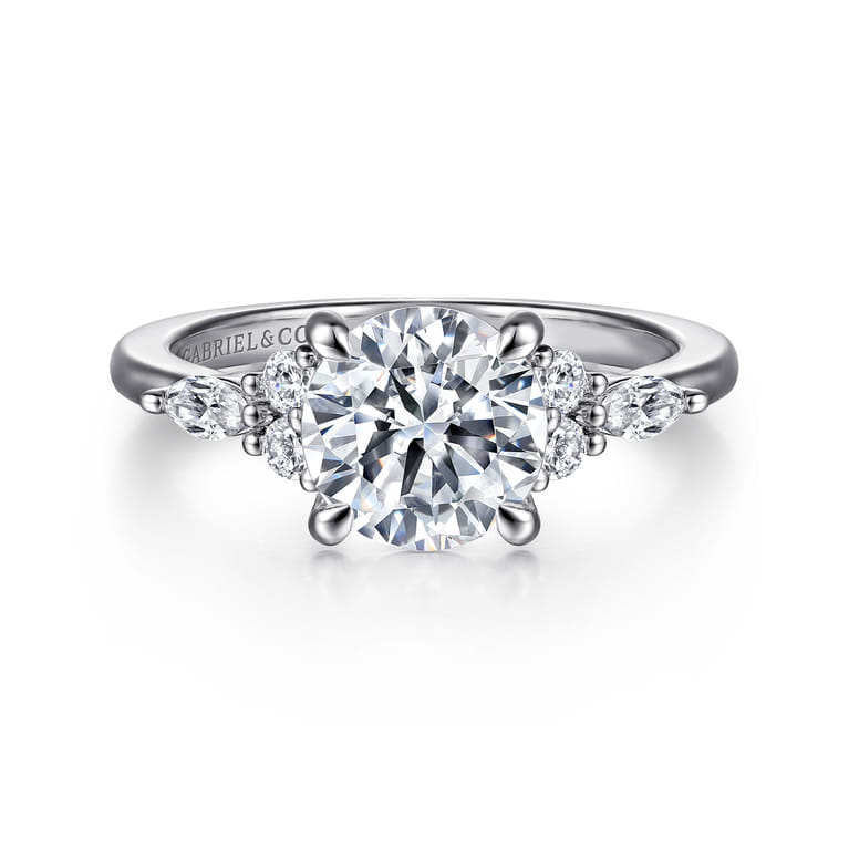 Avah - 14K White Gold Round Diamond Cluster Engagement Ring - 0.28 ct - Shot 1