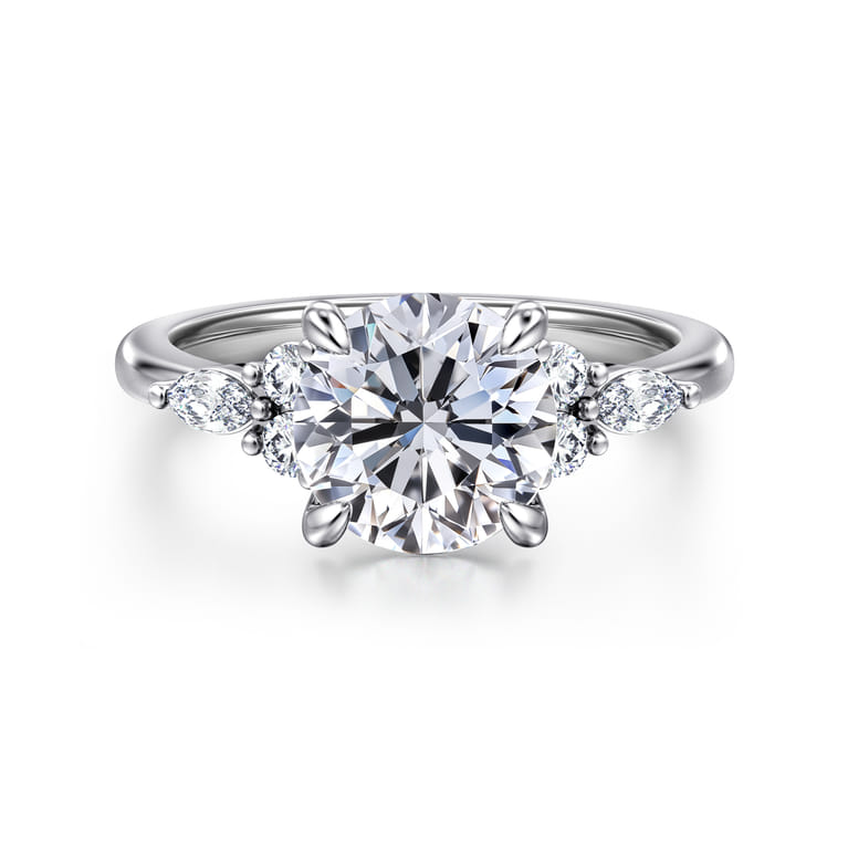 Avah - 14K White Gold Round Diamond Cluster Engagement Ring - 0.28 ct - Shot 1