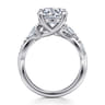 14K White Gold Floral Round Diamond Engagement Ring - 0.3 ct
