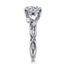 14K White Gold Floral Round Diamond Engagement Ring - 0.3 ct