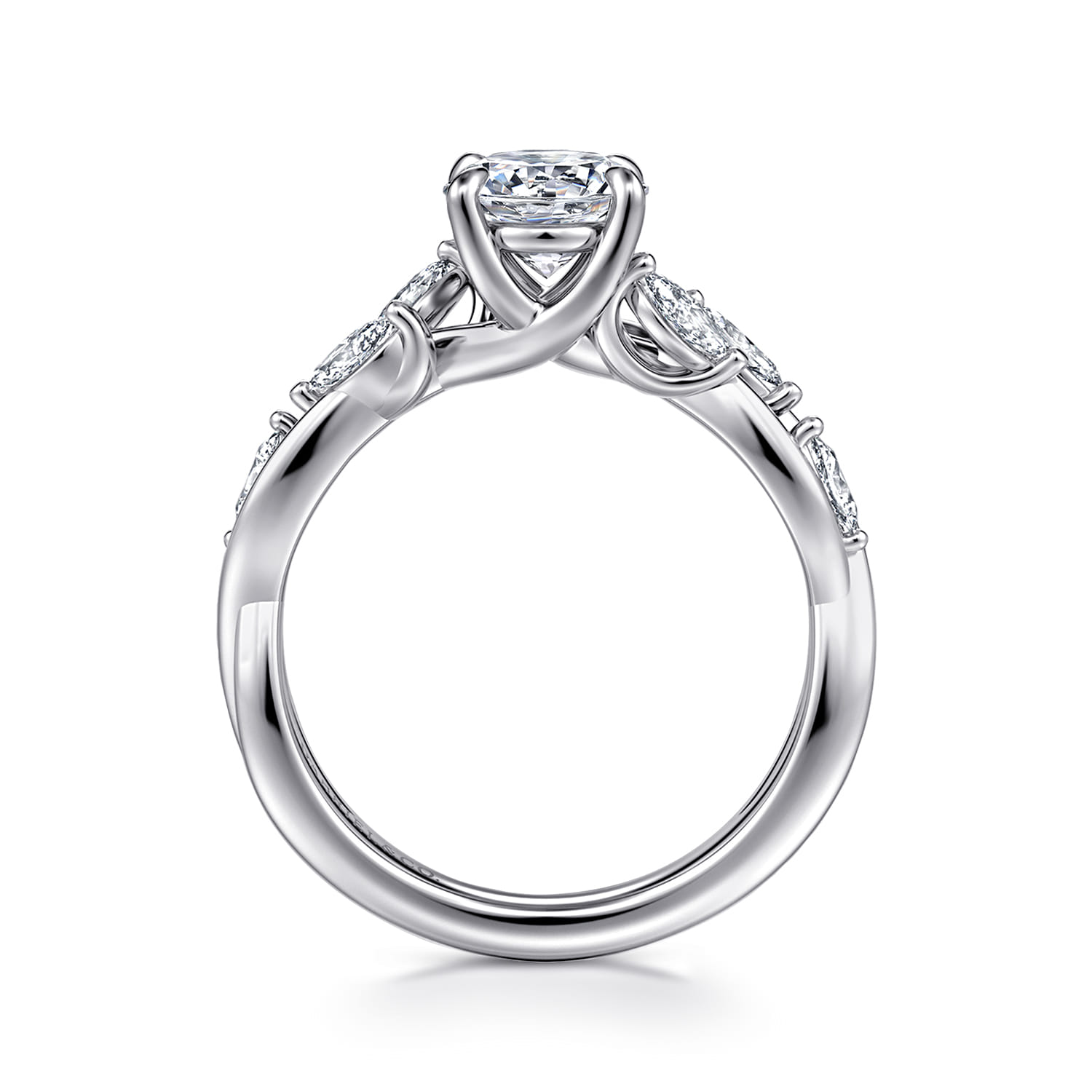 Charlina - 14K White Gold Floral Round Diamond Engagement Ring - 0.17 ct - Shot 2