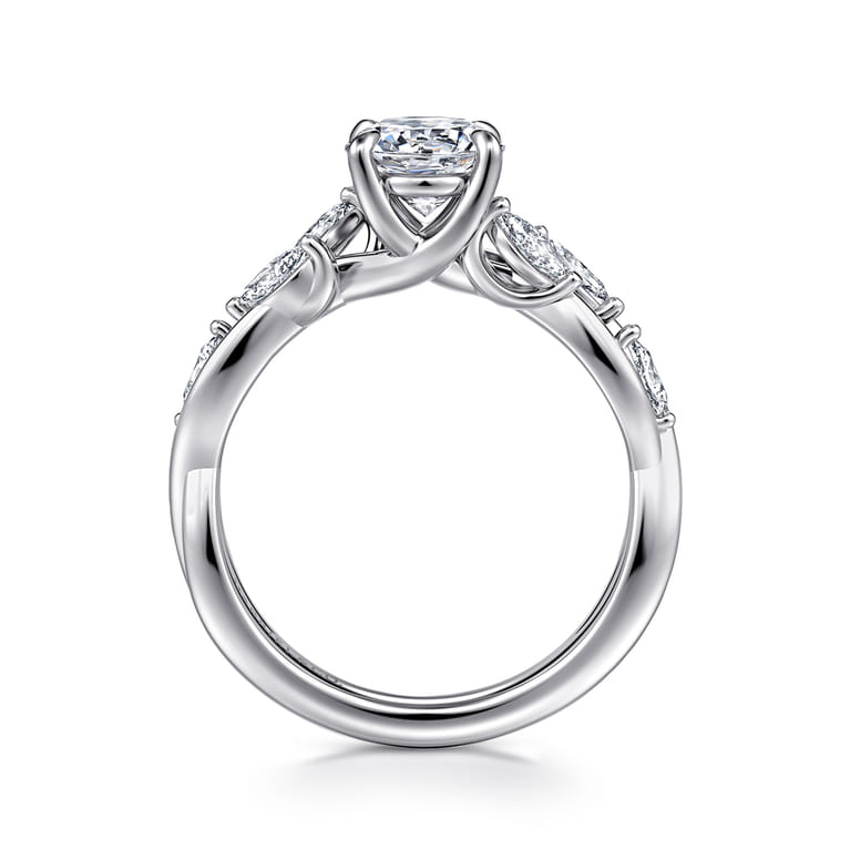 Charlina - 14K White Gold Floral Round Diamond Engagement Ring - 0.17 ct - Shot 2