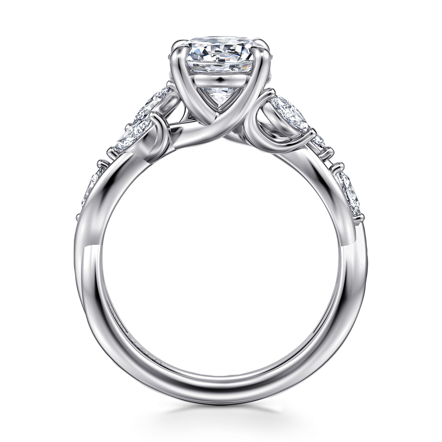 Charlina - 14K White Gold Floral Round Diamond Engagement Ring - 0.4 ct - Shot 2