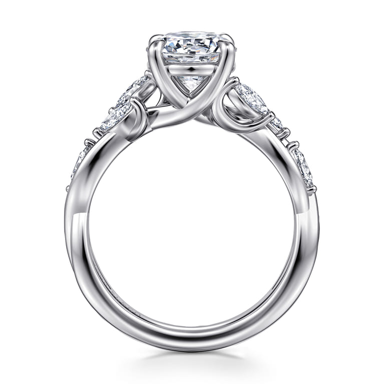 Charlina - 14K White Gold Floral Round Diamond Engagement Ring - 0.4 ct - Shot 2