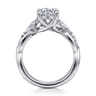 Charlina - 14K White Gold Floral Round Diamond Engagement Ring - 0.4 ct