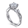Charlina - 14K White Gold Floral Round Diamond Engagement Ring - 0.4 ct