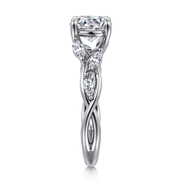 Charlina - 14K White Gold Floral Round Diamond Engagement Ring - 0.4 ct - Shot 5
