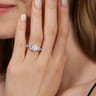 Charlina - 14K White Gold Floral Round Diamond Engagement Ring - 0.4 ct
