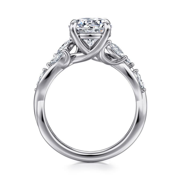 Charlina - 14K White Gold Floral Round Diamond Engagement Ring - 0.07 ct - Shot 2