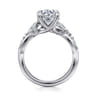 Charlina - 14K White Gold Floral Round Diamond Engagement Ring - 0.07 ct
