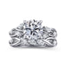 Charlina - 14K White Gold Floral Round Diamond Engagement Ring - 0.07 ct