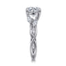 Charlina - 14K White Gold Floral Round Diamond Engagement Ring - 0.07 ct