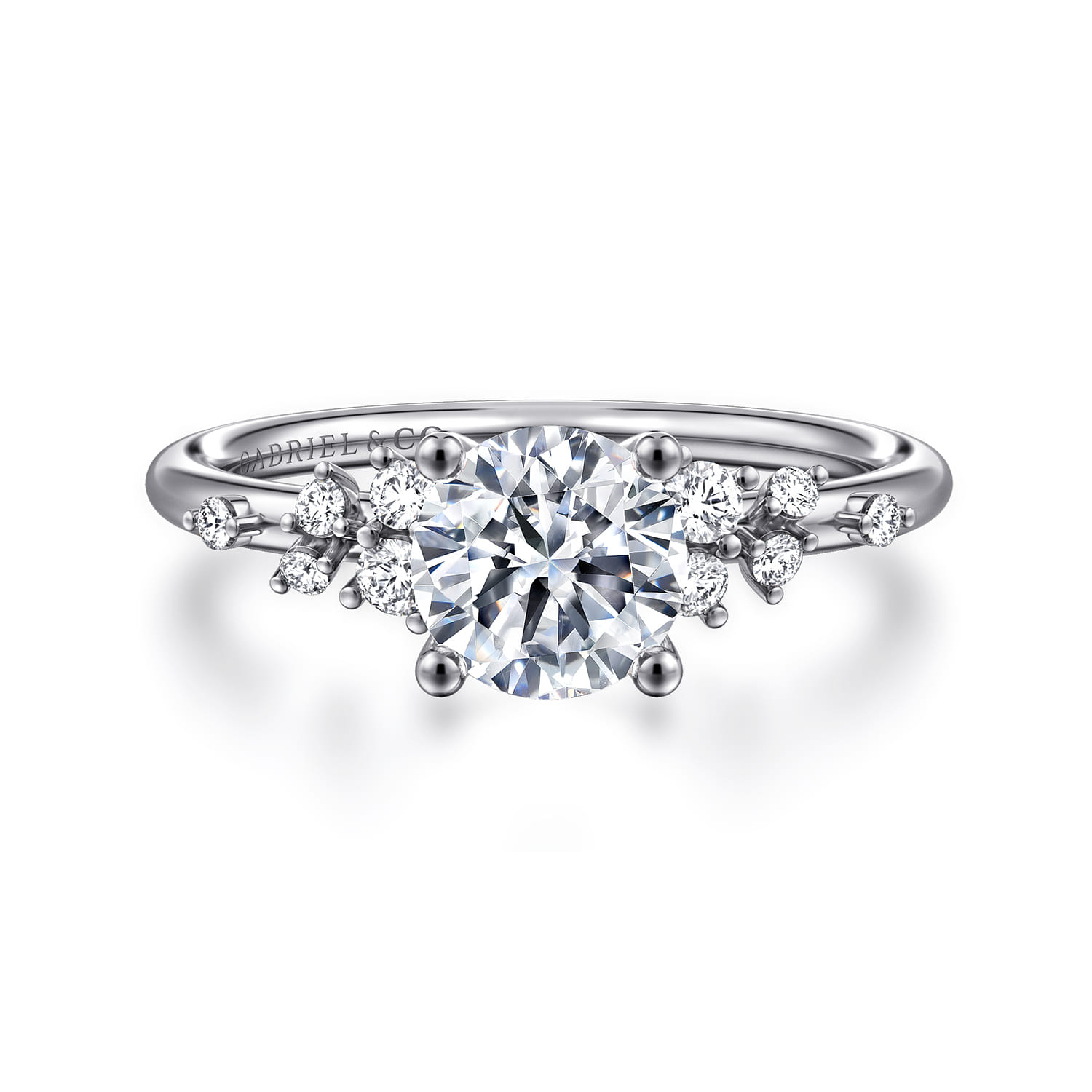 Sacred - 14K White Gold Round Diamond Engagement Ring - 0.18 ct - Shot 1