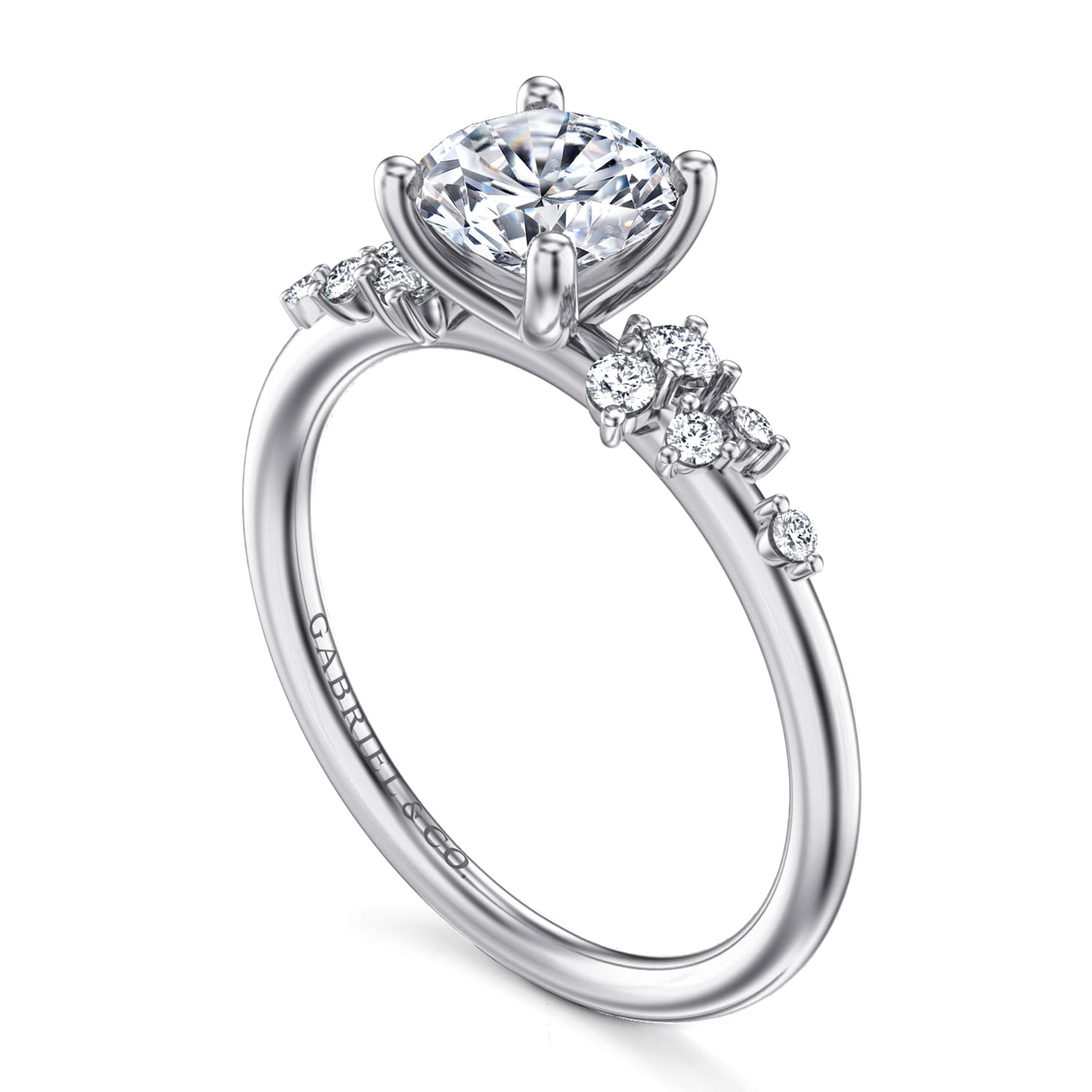Sacred - 14K White Gold Round Diamond Engagement Ring - 0.18 ct - Shot 3