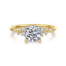 Reena - 14K Yellow Gold Cushion Cut Diamond Engagement Ring - 0.18 ct