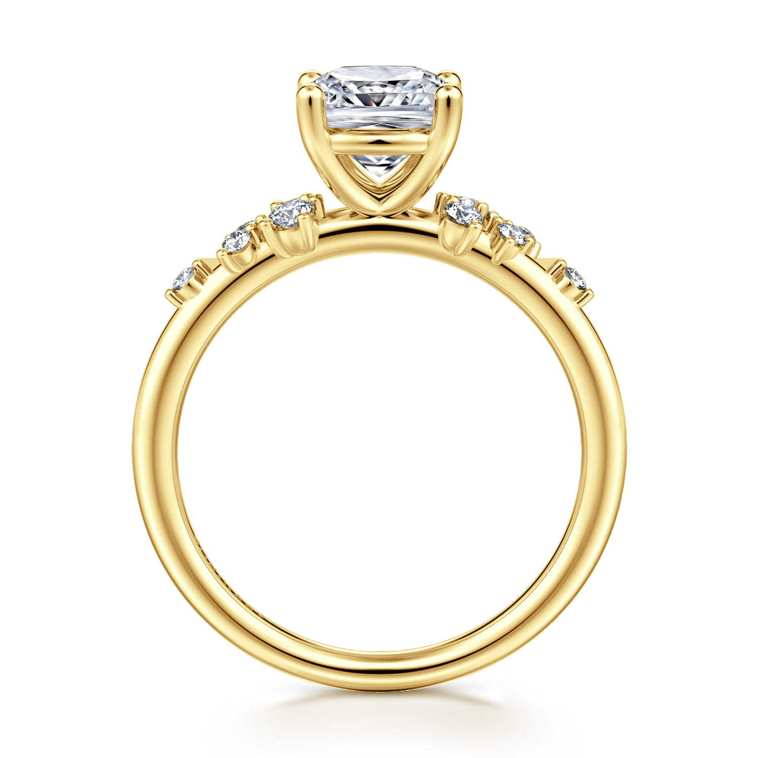 Reena - 14K Yellow Gold Cushion Cut Diamond Engagement Ring - 0.18 ct - Shot 2
