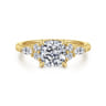 Avah - 14K Yellow Gold Cushion Cut Diamond Cluster Engagement Ring - 0.28 ct