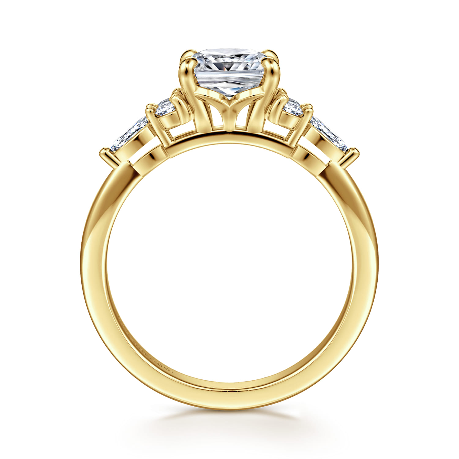 Avah - 14K Yellow Gold Cushion Cut Diamond Cluster Engagement Ring - 0.28 ct - Shot 2