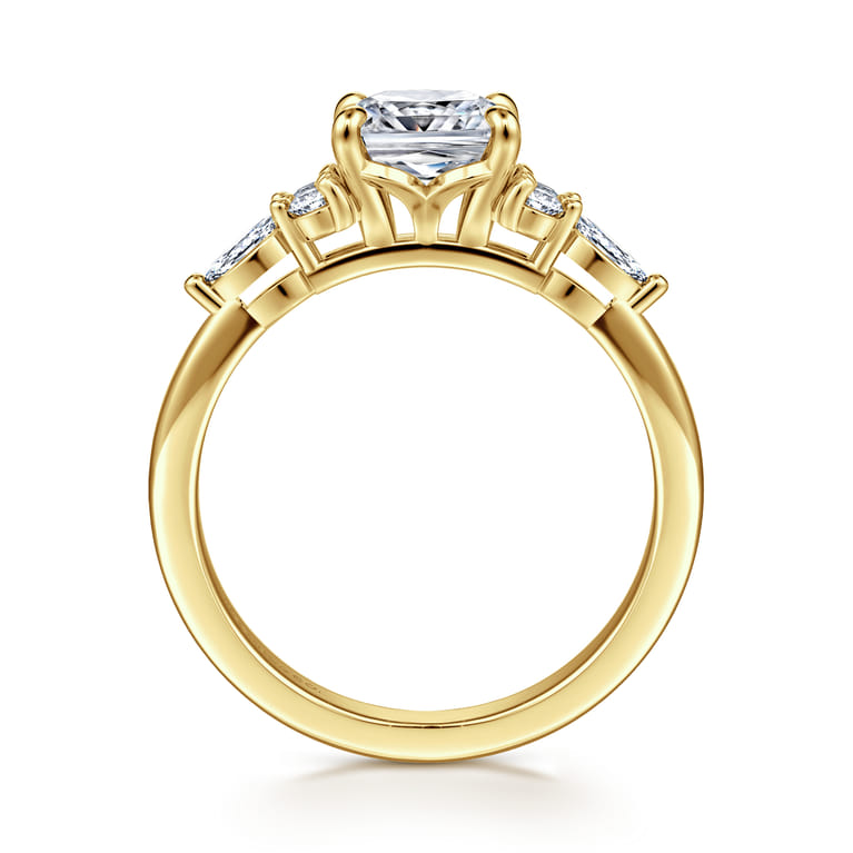 Avah - 14K Yellow Gold Cushion Cut Diamond Cluster Engagement Ring - 0.28 ct - Shot 2