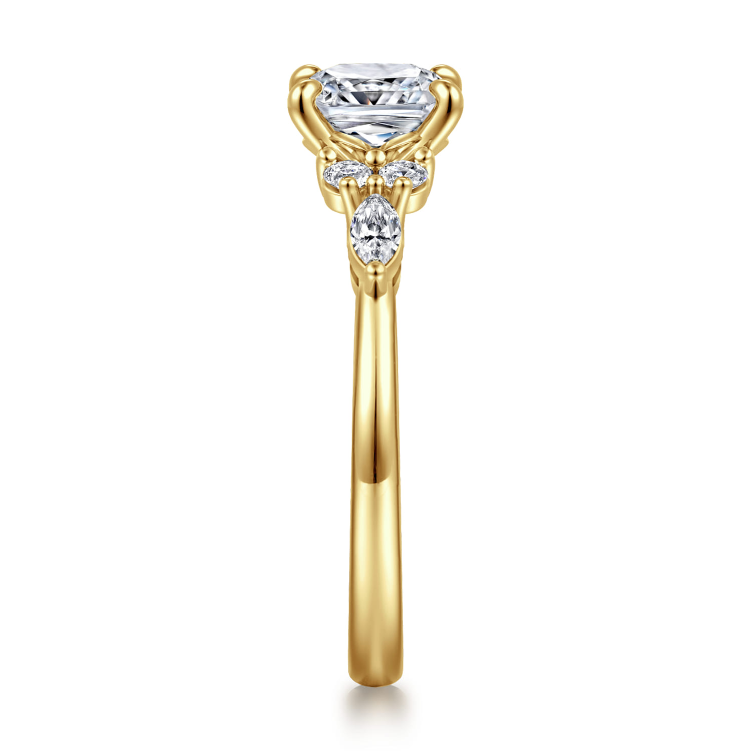 Avah - 14K Yellow Gold Cushion Cut Diamond Cluster Engagement Ring - 0.28 ct - Shot 4