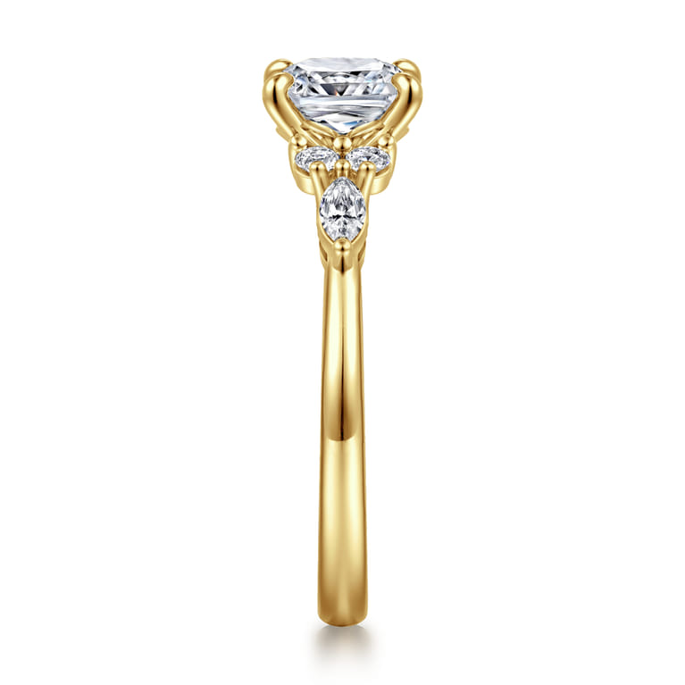 Avah - 14K Yellow Gold Cushion Cut Diamond Cluster Engagement Ring - 0.28 ct - Shot 4