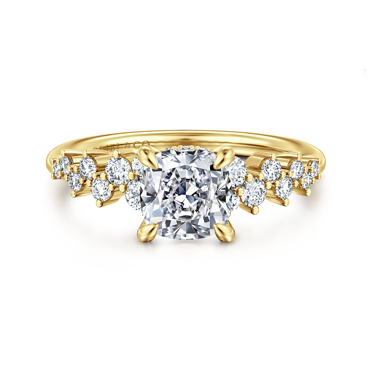 Cove - 14K Yellow Gold Cushion Cut Diamond Engagement Ring - 0.45 ct - Shot 1